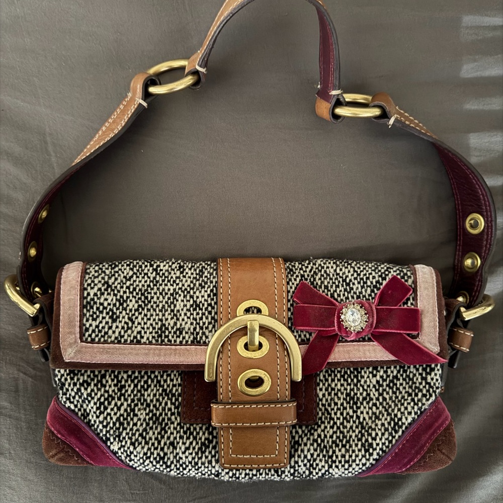 Coach shoulder bag with tweed & suede (limited edition)